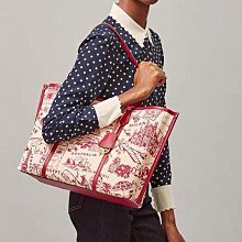 代購Tory burch TB 新款女士Perry系列托特包 TMonogram帆布拼牛皮包邊單肩包 附購 歷史價格詳細信息