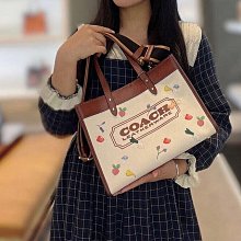 COACH C7274 經典滿版LOGO玫瑰印花肩背托特包.深咖 歷史價格詳細信息