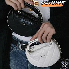 【熱賣精選】23c早春新款小香風呼啦圈包菱格鏈條手拿包mini羊皮月牙包小圓包明星大牌同款 價格比較,價格查詢,歷史價格詳細信息