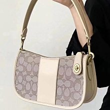 新款女包swinger提花織物拼色腋下麻將包經典印花單肩法棍包 coach包大牌同款妖精 歷史價格詳細信息
