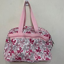 Lesportsac 粉色花朵圖案手提/側肩尼龍包,底寬度:33*14cm,高度:27cm,使用痕跡如圖,降價大出清 歷史價格詳細信息