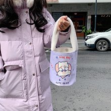 上班族便携手提袋帆布水桶包可爱水桶包手拎便当包宝妈外出手提包 歷史價格詳細信息