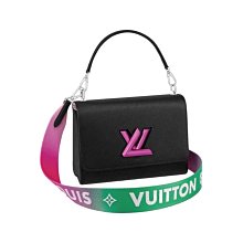 Louis Vuitton TWIST MM系列經典LOGO牛皮刺繡背帶肩/斜背包(黑) 歷史價格詳細信息