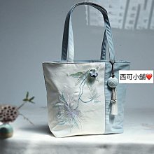 【中國風】藝文古風漢服刺繡簡約大容量帆布布包單肩手提包大包女-時尚箱包 歷史價格詳細信息