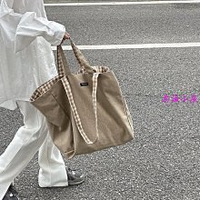 奶咖棕格子帆布包 雙面背的帆布袋 ins博主推薦的慵懶風單肩包-惠誠小屋 價格比較,價格查詢,歷史價格詳細信息