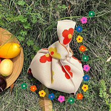 現貨 編織包 原創設計棉繩撞色編織包包女夏日度假流蘇手拎包大容量單肩托特包 歷史價格詳細信息