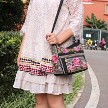 帆布包女士單肩斜挎包民族風刺繡花百搭包袋子手提包大容量帆布袋~特價 歷史價格詳細信息