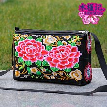 帆布包女士單肩斜挎包民族風刺繡花百搭包袋子手提包大容量帆布袋~特價 歷史價格詳細信息