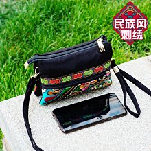 復古民族風斜挎小包包2024新款休閒牛仔布配牛皮刺繡鏈條手機包女-李李 韓國女裝 歷史價格詳細信息