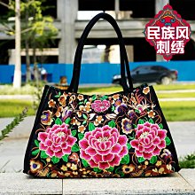 帆布包女士單肩斜挎包民族風刺繡花百搭包袋子手提包大容量帆布袋~特價 歷史價格詳細信息