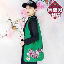 帆布包女士單肩斜挎包民族風刺繡花百搭包袋子手提包大容量帆布袋~特價 歷史價格詳細信息