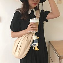 韓版ins帆布包女斜挎百搭大容量上班族單肩小包包外出手提水桶包-李李 韓國女裝 歷史價格詳細信息