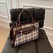 手提包 手提袋 包包 秋冬大容量包包女包2021新款時尚千鳥格手提托特包休閑呢子單肩包 歷史價格詳細信息