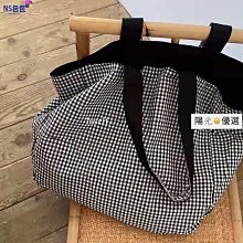 格子日系帆布包女2023新款單肩包學生手提帆布袋百搭購物手拎布包 歷史價格詳細信息