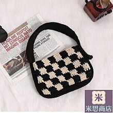 針織棋盤格包包女秋冬新休閒托特包大容量手提購物帆布包袋-包沒煩惱 歷史價格詳細信息