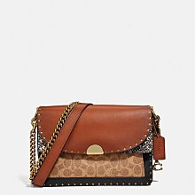 【COACH】新款直條紋PVC、皮革斜背包(卡其咖) 歷史價格詳細信息