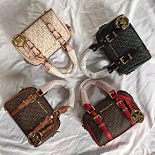留學生like購 Michael Kors MK 新款女士波士頓包 經典老花PVC配皮單肩斜挎包 手提包 附購證 歷史價格詳細信息