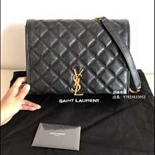YSL  Becky 金屬LOGO小羊皮菱格紋翻蓋手提/肩背包(綠/金) 歷史價格詳細信息