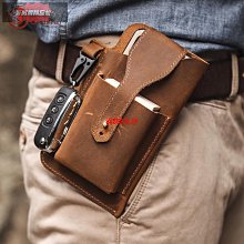 真牛皮手機腰包男新款多功能穿皮帶掛包豎款手機保護套手機包男工地 歷史價格詳細信息