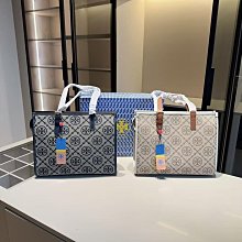 手提包 托裡伯奇爆款Monogram系列托特包藝員同款 帆布配牛皮面料 手提 肩背包 圖片實拍 折疊禮盒包裝 價格比較,價格查詢,歷史價格詳細信息