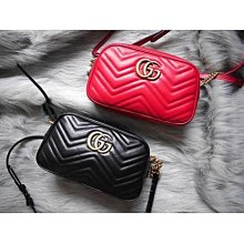 二手 GUCCI Mini GG Marmont 皮革 迷你 小款 肩背包 黑 446744 22公分 歷史價格詳細信息