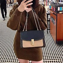 COACH 新款轉扣紋拼接蛇紋皮革鏈帶肩背/斜背兩用包(黑) 歷史價格詳細信息