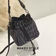 抽帶水桶包女2018新款百搭時尚單肩包復古呢子斜挎小包女包潮 價格比較,價格查詢,歷史價格詳細信息