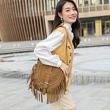 仿麂皮流蘇包包女2023秋冬新款棕色復古馬鞍包百搭爆款單肩斜挎包 歷史價格詳細信息