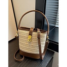 包包 編織包 韓國編織包 夏日必備編織包 時尚草編包單肩包水桶包手提包 大容量編織托特包肩背包 歷史價格詳細信息
