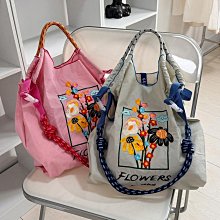 日系ball chain 尼龍防水 小眾刺繡環保手提包 繡花尼龍布袋 斜背包購物袋 韓國購物袋 容量大包包 包包女外出-李李 韓國女裝 歷史價格詳細信息