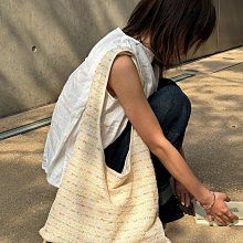 現貨 針織包 春夏旅行度假沙灘包 時髦撞色 條紋毛線針織編織包輕便帆布袋手包 歷史價格詳細信息