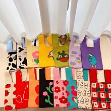 現貨 針織包 原創設計ins復古慵懶風愛心針織毛線手提單肩包簡約文藝百搭布袋 歷史價格詳細信息