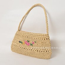 拉菲草手工編織包ins法式復古單肩手草編包度假沙灘包女 歷史價格詳細信息