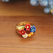 UU代購#Les Nereides 梵高鳶尾花系列 圓鉆粉紫花朵綠葉 開口戒指指環 法國法瑯飾品 歷史價格詳細信息