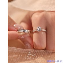 戒指 情侶戒指純銀一對莫桑石對戒女小眾設計鉆戒男求婚情人圣誕節禮物~【爆款】 歷史價格詳細信息