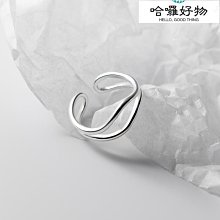 戒指日韓S925銀簡約雙層戒指女復古時尚氣質幾何不規則開口指環食指戒 歷史價格詳細信息