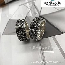 克羅伈棋盤格十字花戒指小眾指環做舊經典款男女霸氣尾戒飾品男士 歷史價格詳細信息