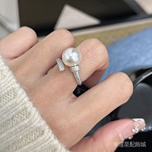 戒指s925銀珍珠戒指小眾設計素圈疊戴高級感時尚個性開口溫柔素雅 歷史價格詳細信息