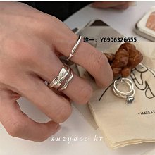 戒指時尚小眾設計笑臉花邊純銀戒指年新款潮簡約個性食指戒手飾潮 歷史價格詳細信息