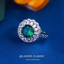 COE.祖母綠戒指 經典寶石 高級感 銀飾 花朵 微鑲鋯石 圓形 派對舞會 歷史價格詳細信息
