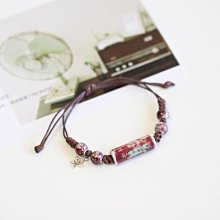 民族風手工編織陶瓷手鏈女景德鎮陶瓷手串男古風國潮花釉手繩手飾-緻雅尚品 歷史價格詳細信息