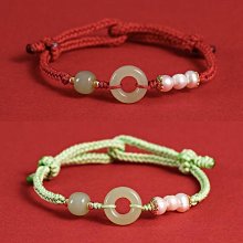 和田玉平安扣手鏈男999純銀男生編織繩女簡約男士手繩情侶款飾品 歷史價格詳細信息