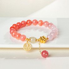 天然漸變鹽源瑪瑙串珠手鏈女生高級感小眾和田玉福牌手串生日禮 歷史價格詳細信息