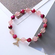 【魚魚】天然草莓晶粉晶麥樂迪手鍊女桃花閨蜜女友ins小眾設計禮物 歷史價格詳細信息