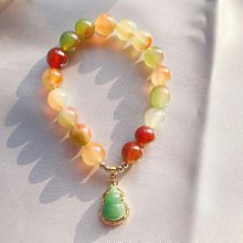 JT天然孔雀瑪瑙手鏈鑲嵌福祿壽多彩水晶手串吊墜女節日禮物 價格比較,價格查詢,歷史價格詳細信息