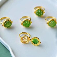 戒指女款 綠石 招財 時尚金鑲玉戒指 歷史價格詳細信息