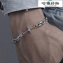 手鏈男潮小眾設計潮流復古ins冷淡風單身簡約歐美嘻哈鈦鋼首飾-哈囉好物 歷史價格詳細信息