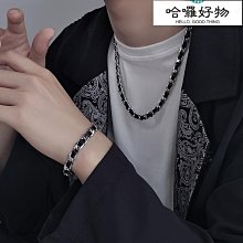 手鏈男潮小眾設計潮流復古ins冷淡風單身簡約歐美嘻哈鈦鋼首飾-哈囉好物 歷史價格詳細信息