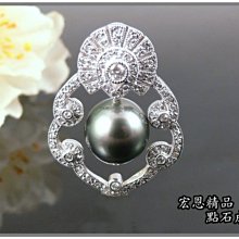 【宏恩晶品】【K4118-11】14mm天然黑珍珠項墜 白K金台 銀樓釋出 便宜全新品 結緣優惠中 歷史價格詳細信息