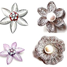 ☆Mimi飾品☆ 浪漫甜美＊典雅白色緞帶滿天星花朵水鑽＊別針/胸針＊180元 歷史價格詳細信息